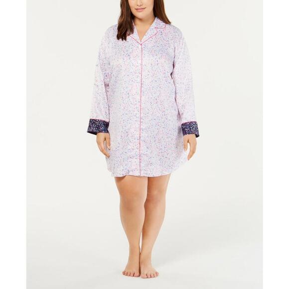 Charter Club Womens Plus Size Contrast-Trimmed Printed Sleepshirt Size 1X - Picture 1 of 1